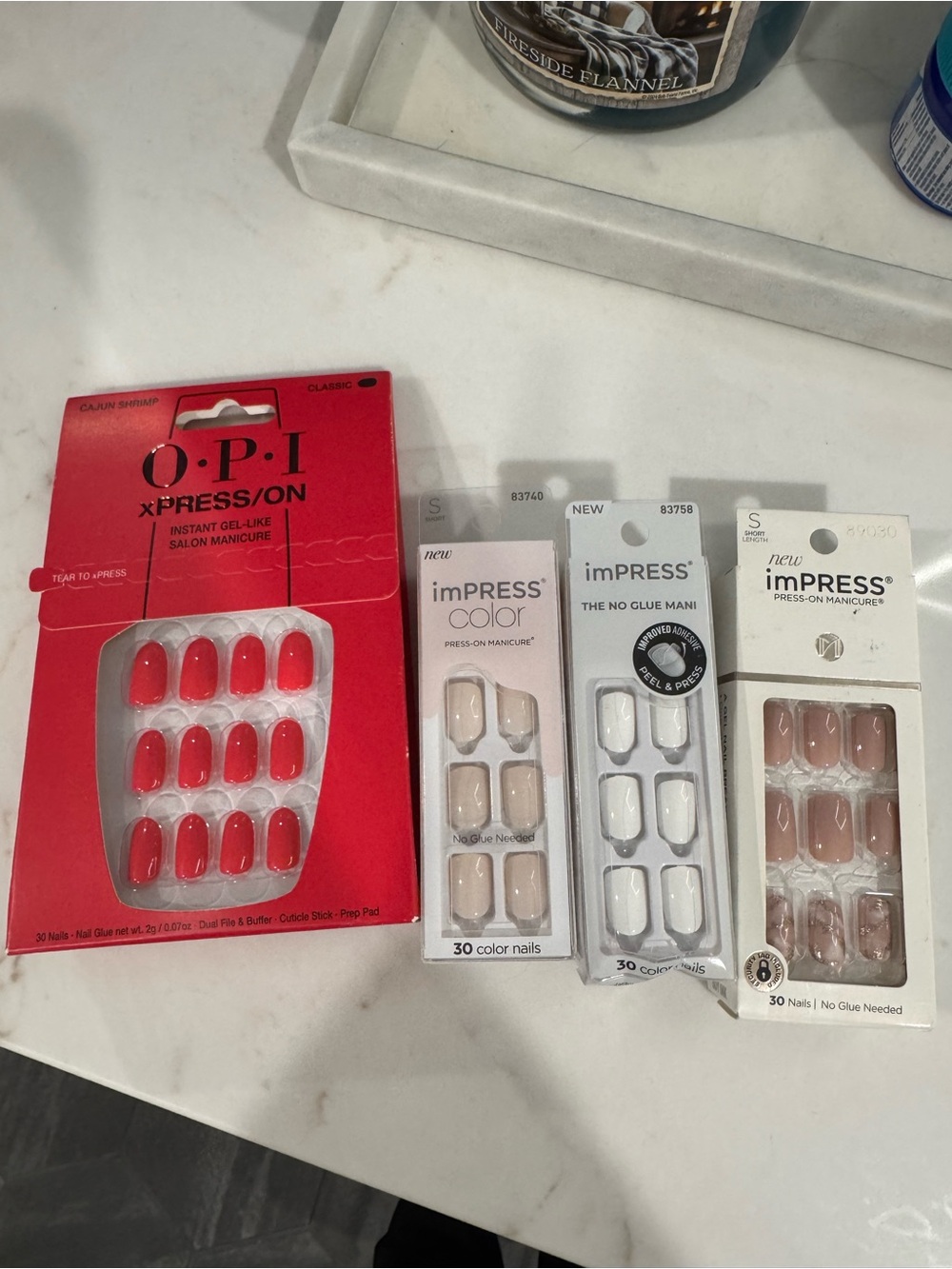 Kiss and OPI Assorted Press-On Nail Set in Red, White, Nude